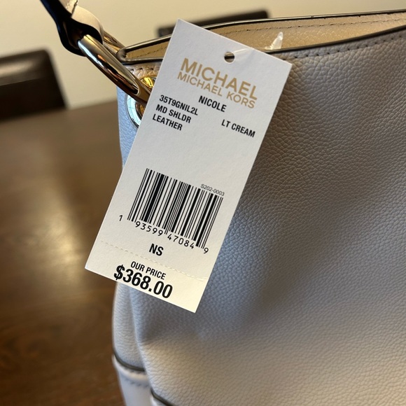MICHAEL KORS LT CREAM NICOLE MD PEBBLE LEATHER SHOULDER BAG - Picture 6 of 7